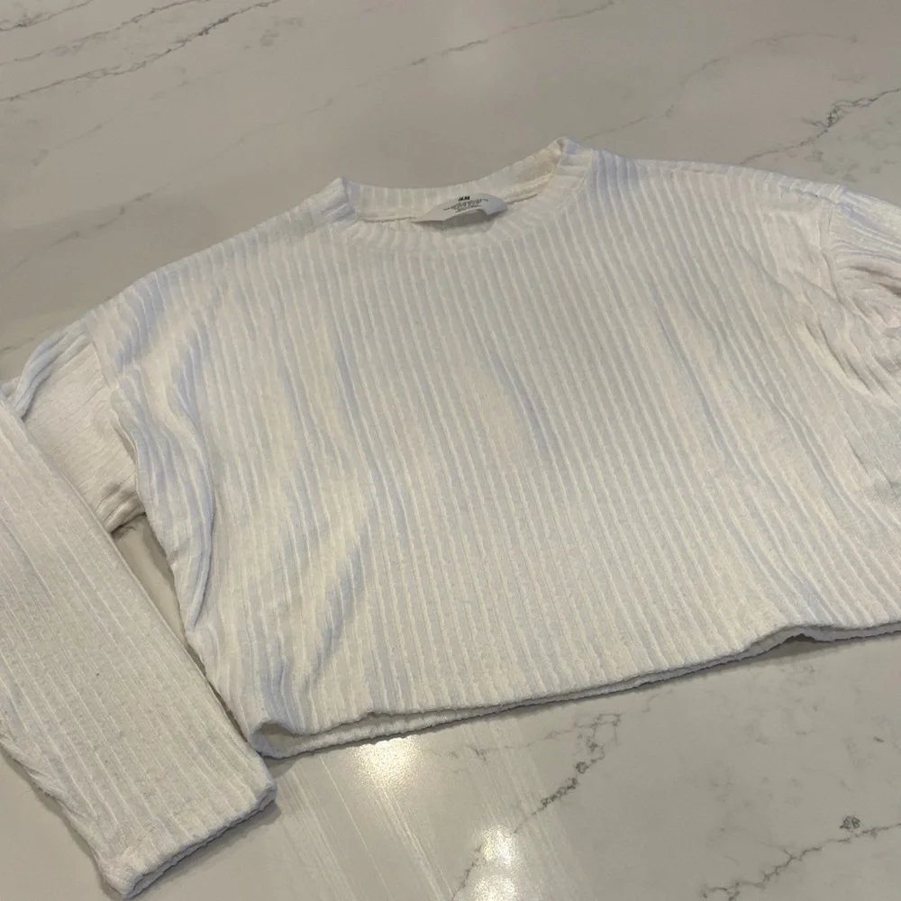 Girls H&M Cream Ribbed Knit Top